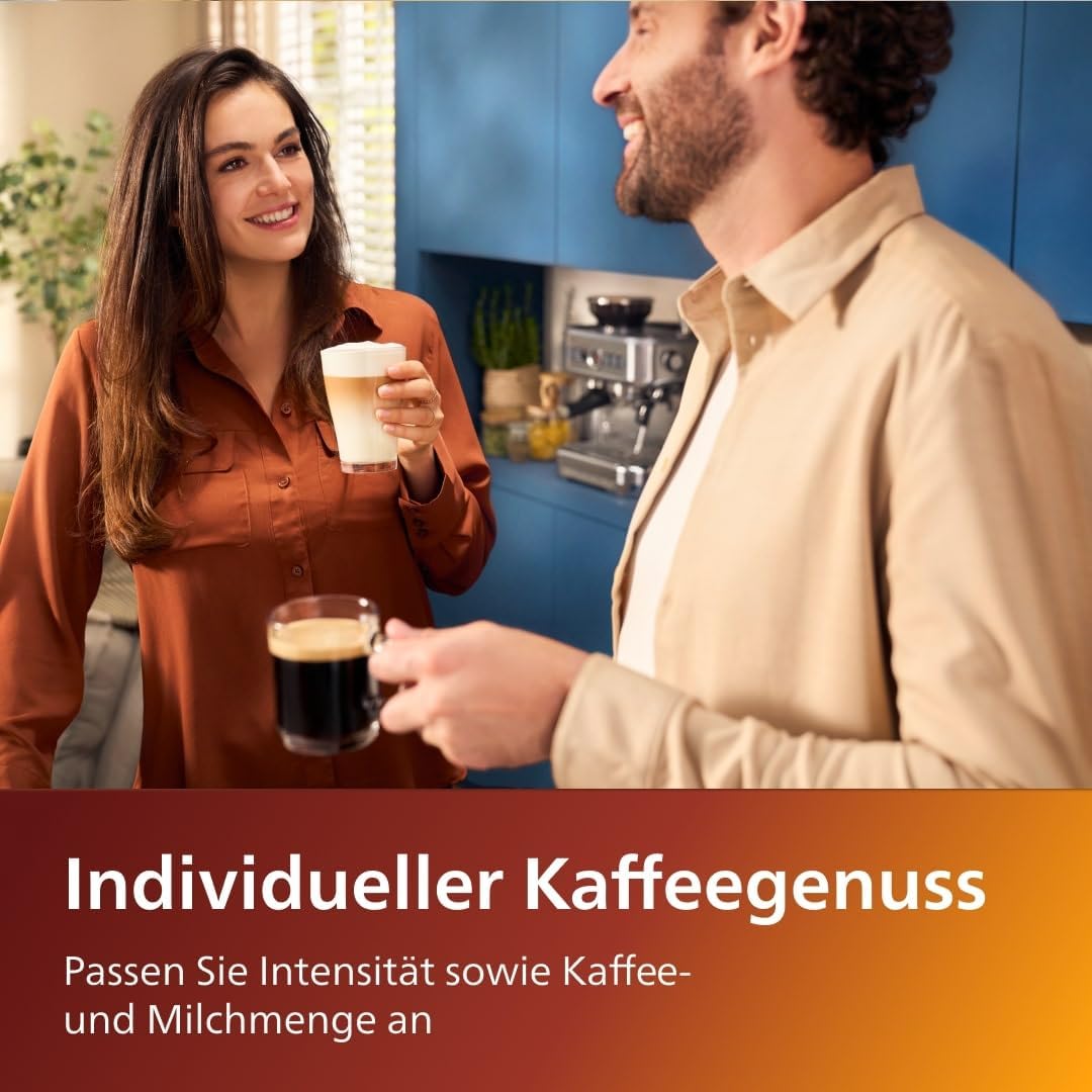 Serie 5400 Kaffeevollautomat EP5447/90 – LatteGo Milchsystem,12 Kaffeespezialitäten,Intuitives Display,4 Benutzerprofile,Chrom